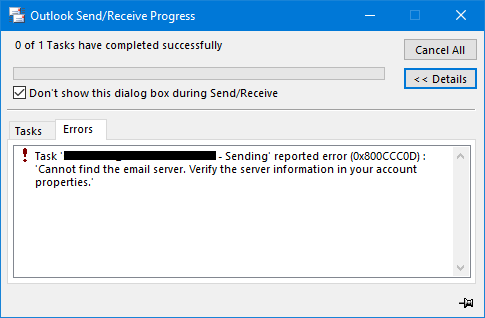 outlook for mac 2016 server not found for new eemail outbox